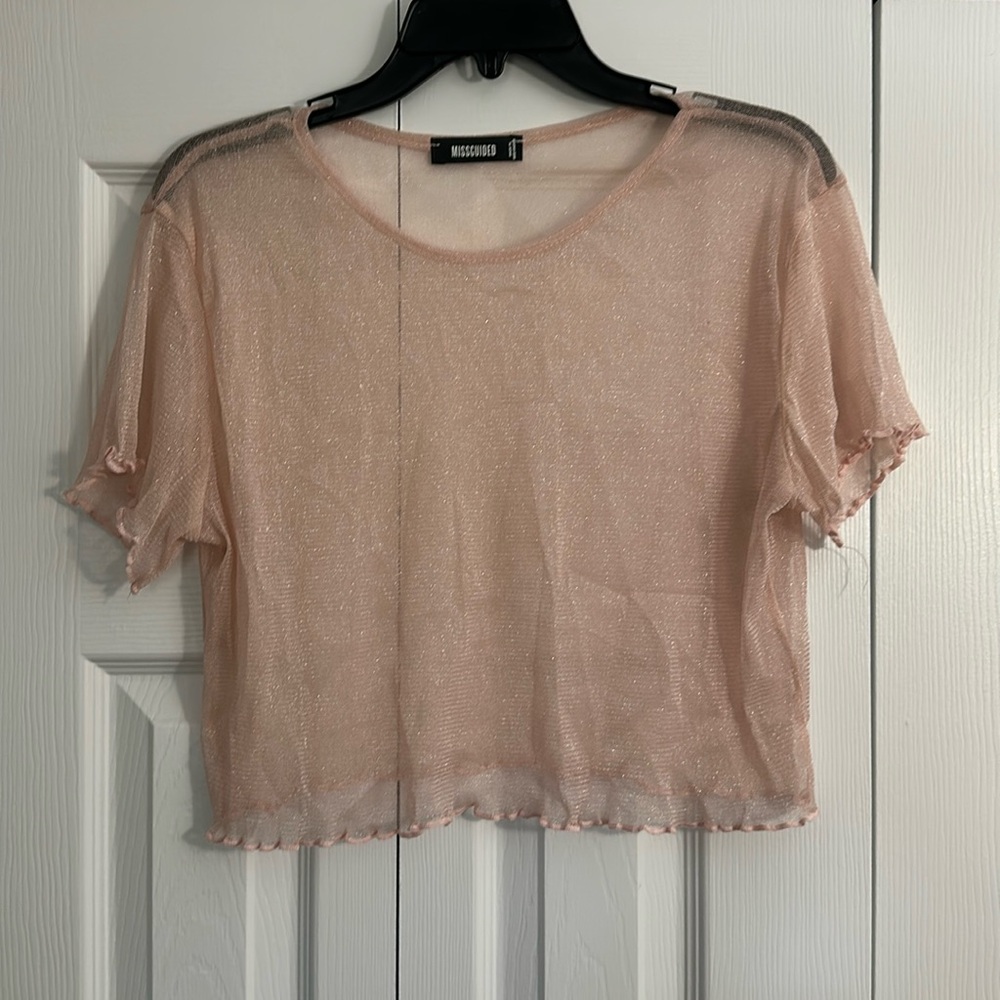 Pink Missguided Mesh Top (L)